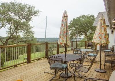 A balcony in lavender springs with the view of Hill County in Austin